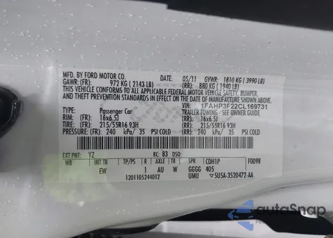 2012 Ford Focus Se z USA, uszkodzony, nr VIN 1FAHP3F22CL169731